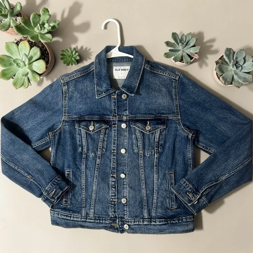 Old‎ Navy Women's Denim Jacket Blue Classic Trucker Stretch Indigo Size Small